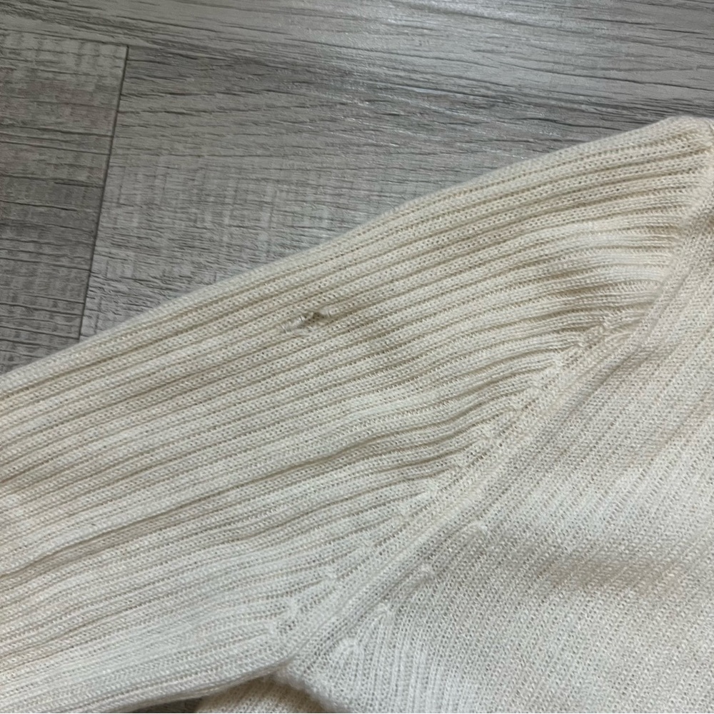 COS Cashmere Cream Ribbed Button-Up Cardigan - Picture 5 of 8